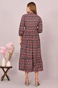 Stylish Multicoloured Cotton Printed A-Line Dress For Women-thumb2