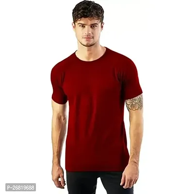 Stylish Cotton Maroon Solid Polos For Men-thumb0