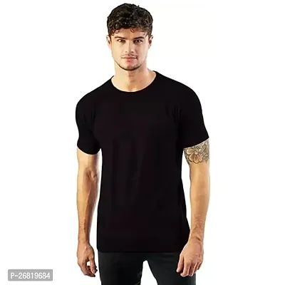 Stylish Cotton Black Solid Polos For Men-thumb0