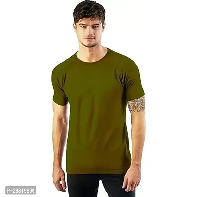 Stylish Cotton Olive Solid Polos For Men