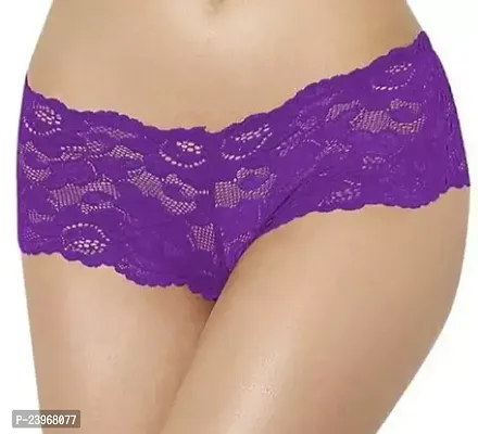 Stylish Purple Lace Solid Briefs For Women-thumb0