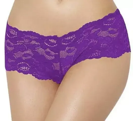 Stylish Lace Solid Briefs For Women