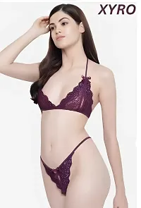 Stylish Lace Solid Lingerie Set for Women-thumb3