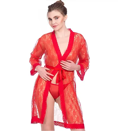 Stylish Red Net Bridal Babydolls/Sexy Night Dress For Women