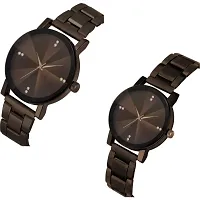 KD Luxury Mesh Prizam Glass with Metal Strap for Couple Designer Analog Pack of Two Couple Watch.-thumb1