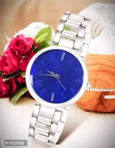 Stylish Blue Metal Analog Watches For Women Pack Of 1-thumb0