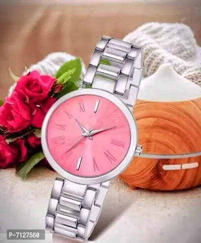 Stylish Pink Metal Analog Watches For Women Pack Of 1-thumb0