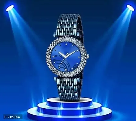 Stylish Blue Metal Analog Watches For Women Pack Of 1