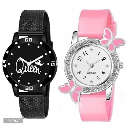 Stylish Multicoloured PU Analog Watches For Women Pack Of 2