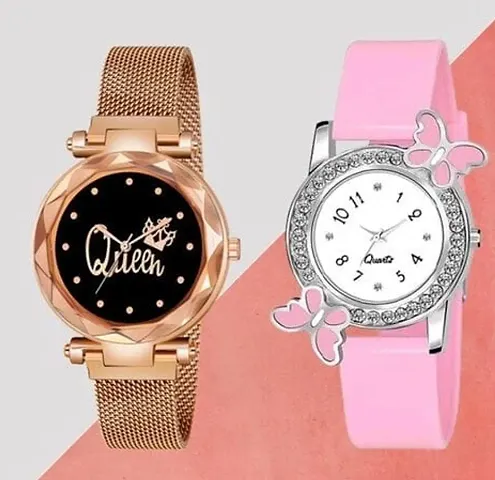 Stylish Multicoloured Analog Watches For Women Combo Pack Of 2