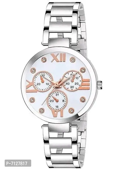 Stylish White Metal Analog Watches For Women Pack Of 1-thumb0