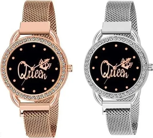 Stylish Metal Analog Watches For Women Pack Of 2