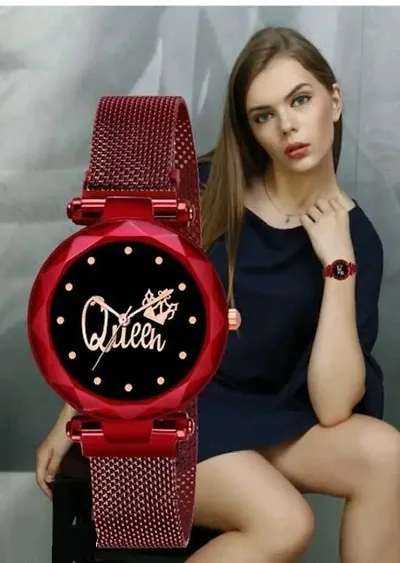 Magnetic Chain magnet strap mash Watch Women watch Classy Queen watch Girls Unique watch (Pack of 1)