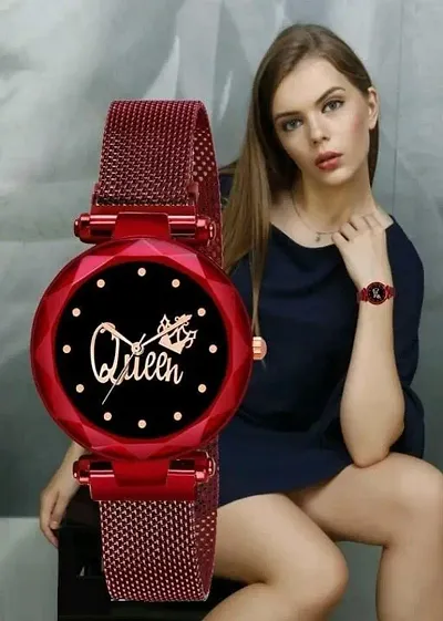 Magnetic Chain magnet strap mash Watch Women watch Classy Queen watch Girls Unique watch (Pack of 1)