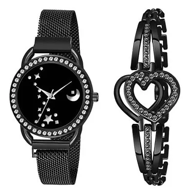 Stylish Metal Analog Watches With Bracelet Combo For Women