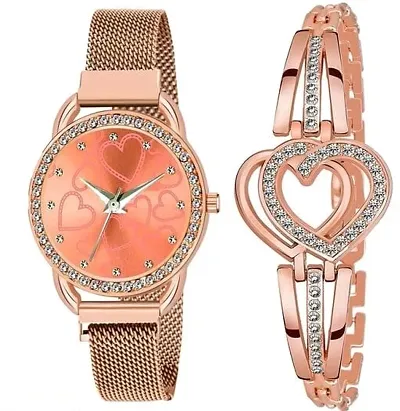 Best selling Metal Analog Watches With Bracelet Combo For Women