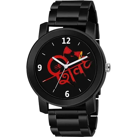 Swadesi Stuff Analogue Black Dial Shiv Metal Strap Watch for Men and Boy