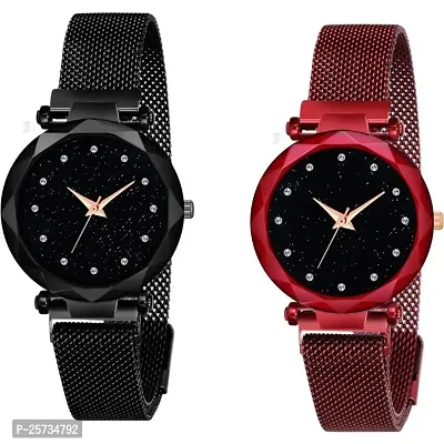 Buy ILOZ New Fashion Maroon Magnet Buckle Starry sky Quartz Watch for Women  and Ladies Watch Latest Designer New Arrival Watch for Women Analog Watch -  For Girls Online at Best Prices