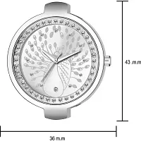 KD New Stylish Peacock Print Silver Dial Diamond Fashion Wrist Analog Women Watch-thumb3