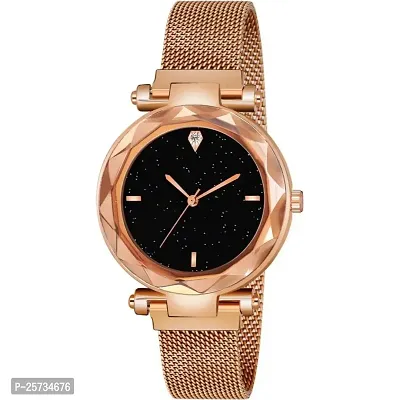 KD Luxury Mesh Magnet Watches for Girls Fashion Mysterious Rose Gold Lady Analog Women Watch