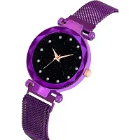 KD Luxury Mesh Magnet Buckle Starry Sky Quartz Watches for Girls Fashion Mysterious Purple Lady Analog Women Watch-thumb1