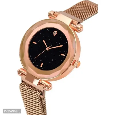 KD Luxury Mesh Magnet Watches for Girls Fashion Mysterious Rose Gold Lady Analog Women Watch-thumb2