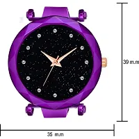 KD Luxury Mesh Magnet Buckle Starry Sky Quartz Watches for Girls Fashion Mysterious Purple Lady Analog Women Watch-thumb2
