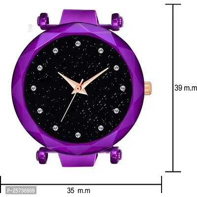 KD Luxury Mesh Magnet Buckle Starry Sky Quartz Watches for Girls Fashion Mysterious Purple Lady Analog Women Watch-thumb3