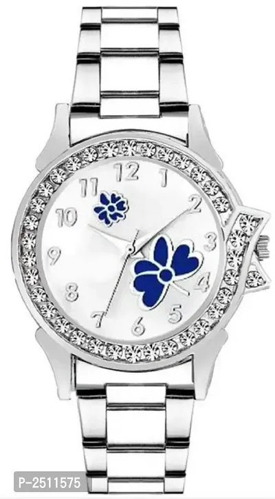 Women Blue Butterfly silver belt women watch-thumb0