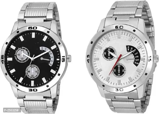 Sliver Metal Watch - For Men combo of 2