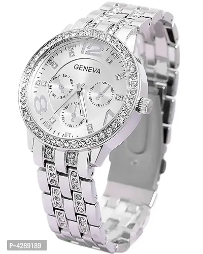 Rhinestone Collection Stainless Steel Strap SILVER Colour Men And Women Watches-thumb2