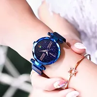 Women Simple Trendy Blue Watch Female Starry Sky Watch Wagnet Band Quartz Watch-thumb1