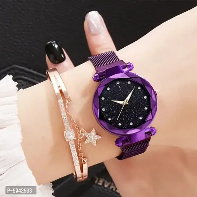 Ladies Magnetic Starry Sky Clock Luxury Fashion Diamond Watch for Women-thumb0