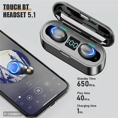 boAt Tunifi Earbuds F9 TWS  Black With Power Bank Black upto 48 Hours playback Wireless Bluetooth Headphones Airpods ipod buds bluetooth Headset-thumb0