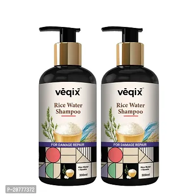 VEQIX Rice Hair Shampoo 300 ml Pack of 2  600 ML