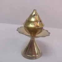 Race Minds Incense Stick Holder Pure Brass Dhoop Agarbatti Stand/Original Brass Flower Model Agarbatti Holder Best for Your Mandir Home  Office Decoration(DV02)-thumb2