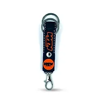 RACE MINDS Premium Stainless Steel With Leather Strap Keychain Metal For Car Gifting With Key Ring Anti-Rust (Pack Of 1, Black) (KTM)-thumb1