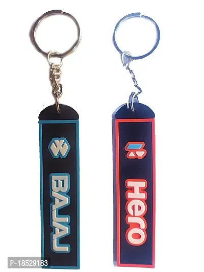 RACE MINDS Rubber Bajaj and Hero Keychain (Combo Pack of 2)