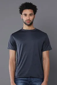 RACE MINDS Men Solid Cotton Single Jersey Round Neck T-Shirt (Small, Dark Grey)-thumb3