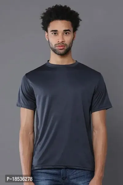 RACE MINDS Men Solid Cotton Single Jersey Round Neck T-Shirt (Small, Dark Grey)-thumb4