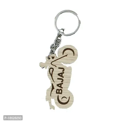 RACE MINDS Wooden Single Sided Keychain With Bajaj Logo For Car And Bike?