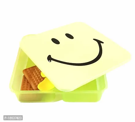 RACE MINDS Smiley Good Day Mini Lunch Boxes  Pencil Box Combo for, Return Gifts for Kids Birthday Party (Light Green)-thumb0