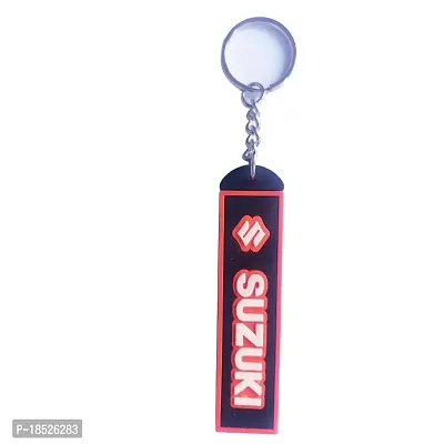 RACE MINDS Silicon single sided Suzuki Keychain - (Black  Orange, SC_SUZUKI KEYCHAIN-008)