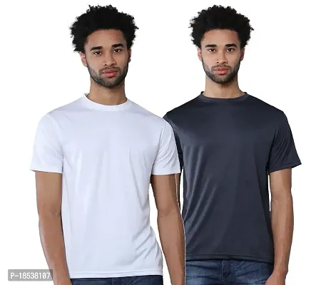 RACE MINDS Tshirt for Mens | Regular Fit | Super Combed Jersey Men T-Shirt | Solid Plain Tees | Round Neck T Shirt | Half Sleeves (Pack of 2)? (Large CMB 1) Multicolour-thumb0