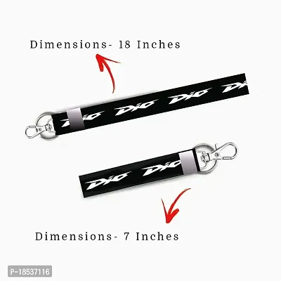 RACE MINDS Combo of 2 Bike Fabric Lanyard Tag 18 inches  7 inches Locking Keychain for Bikes Classic Bike Keychain Key Holder(2Pcs.) (Dio Black)-thumb2