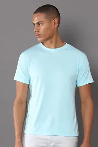 RACE MINDS Men Solid Cotton Single Jersey Round Neck T-Shirt (Small, Mint Blue)-thumb1
