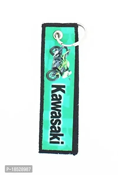 RACE MINDS Kawasaki Cloth Double Sided Keychain For Bike And Car - (Multicolor)