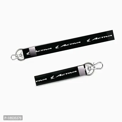 RACE MINDS Combo of 2 Bike Fabric Lanyard Tag 18 inches  7 inches Locking Keychain for Bikes Classic Bike Keychain Key Holder(2Pcs.) (Activa)-thumb0