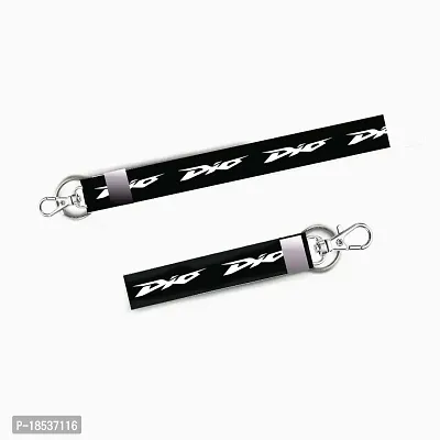 RACE MINDS Combo of 2 Bike Fabric Lanyard Tag 18 inches  7 inches Locking Keychain for Bikes Classic Bike Keychain Key Holder(2Pcs.) (Dio Black)-thumb0