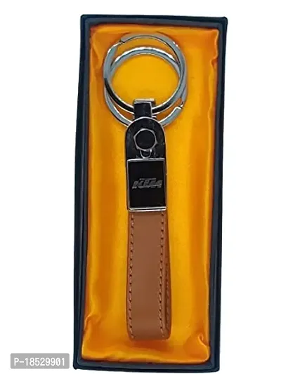 RACE MINDS Leather Double Side KTM Keychain And Keyring For Car And Bike